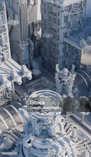 High Tech Concept Renders Fantastic Hightech City 3d Render Stock Photo - Download Image Now ...