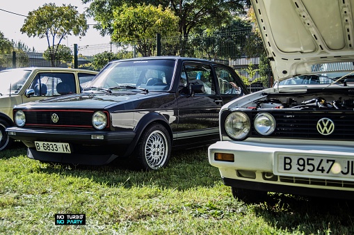 Raiva, Portugal - 11 December, 2019: Classic Volkswagen Golf III (1991-2003) on a parking. This model was the most popular Volkswagen vehicles in 90s.