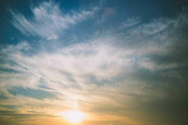 Scenic orange sunset sky background