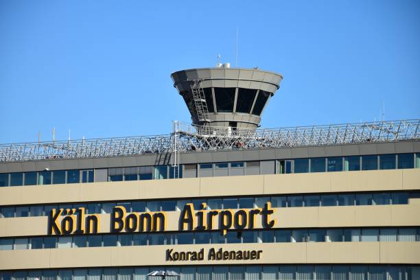 Cologne, Germany – December 01, 2022: Cologne Airport front with Tower