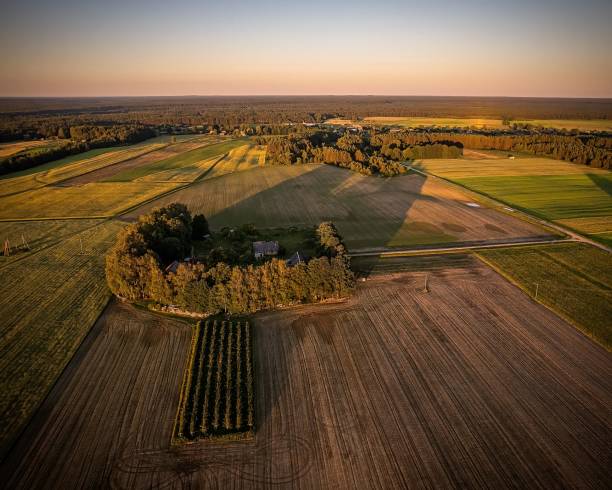 istock Aerial view of farm lands 1447587241