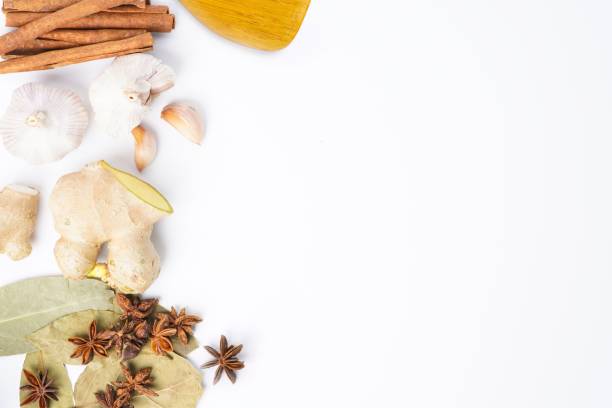 istock Food background with spices on a white table 1447587596