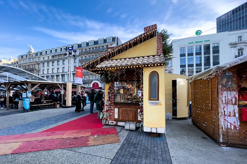 Brussels, Belgium – November 26, 2022: Christmas Market in the center of Brussels