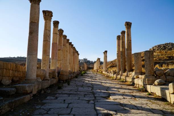 istock Stone temple ruin with a blue sky 1447589563