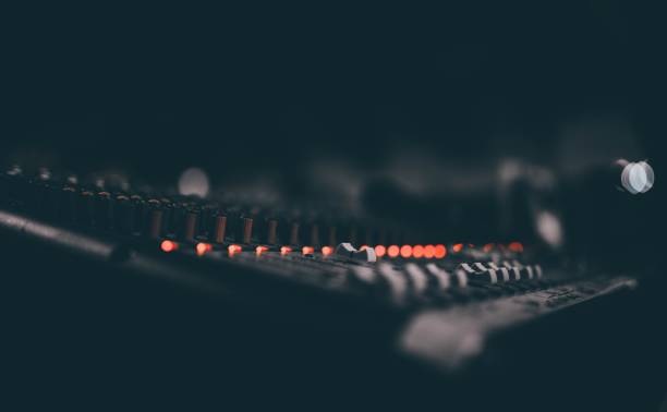 istock Closeup of mixing console in the recording studio 1447593215