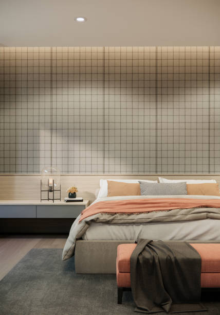 istock 3d rendering bedroom interior design and decoration mock up apartment room vertical image. 1447595354