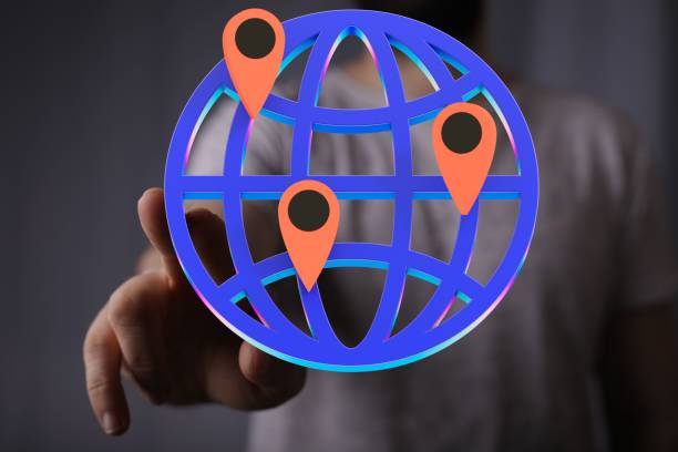 istock Person showing 3d Global network concept on a blurred background 1447595358