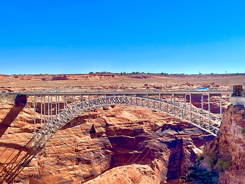A landscape of the Glen Canyon with a bridge