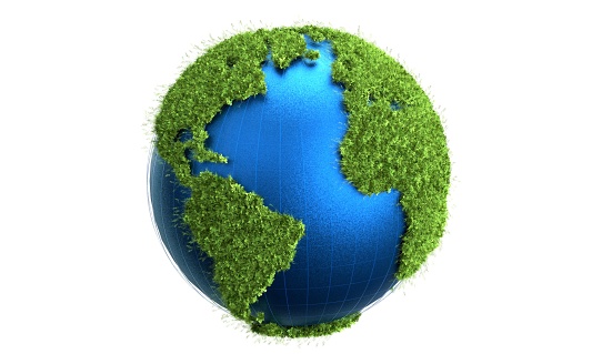 A 3D rendered planet Earth isolated on the white background - the concept of ecology