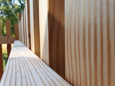 A closeup shot of a wooden fence