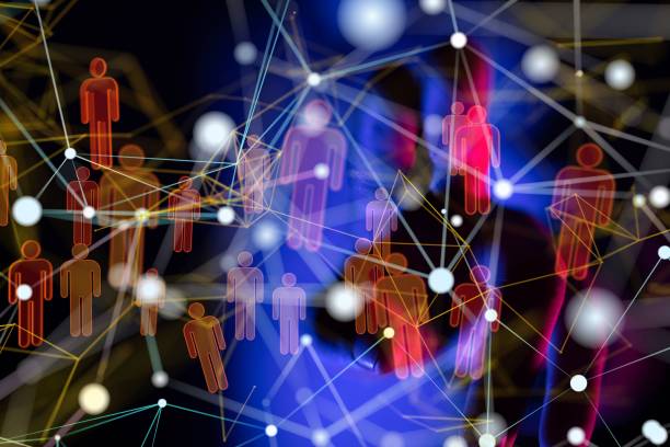 istock 3D rendering of human figures with connecting lines and dots 1447595868