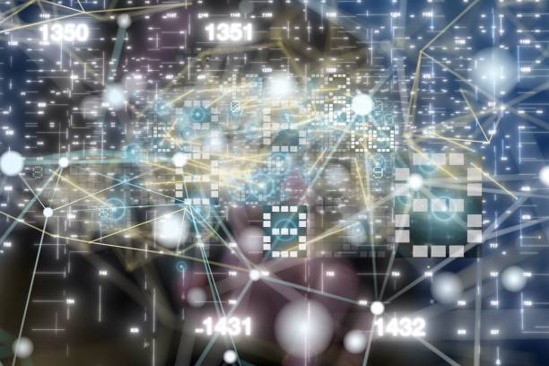 istock Sci-fi 3D rendered futuristic data lines interconnecting with each other for tech background 1447595891