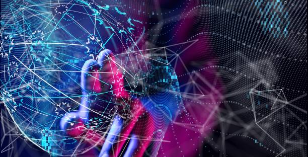 istock Male hand touching 3D rendered global network icon 1447596246