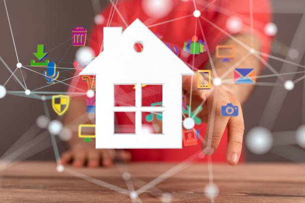 istock 3D render of home data and Digital cyberspace with particles and Digital data 1447596664