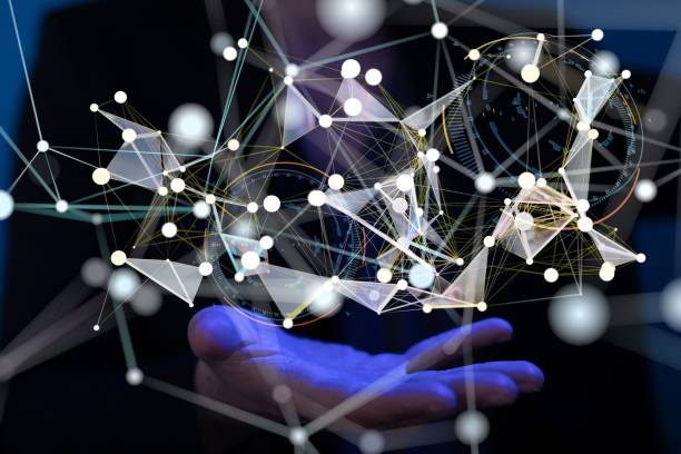 istock 3D rendering of an Abstract technology group and social network connection on a blurry background 1447596678