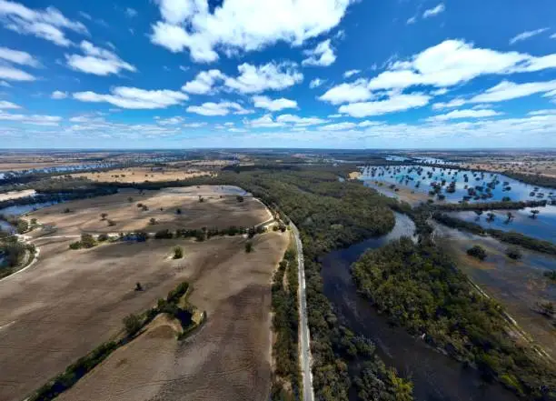 An aerial view of the flood water around Deniliquin NSW in the Riverina