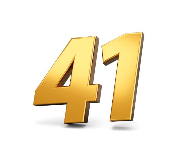istock 3D rendering of a gold number 41 isolated on white background 1447597495