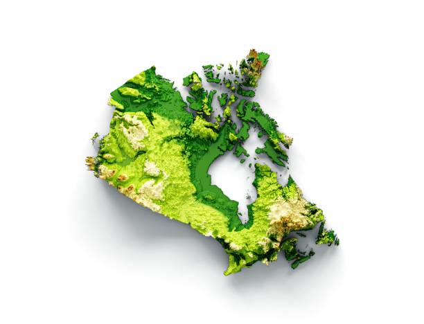istock 3D rendering of a Canada-shaped map with shaded relief isolated on white background 1447597510