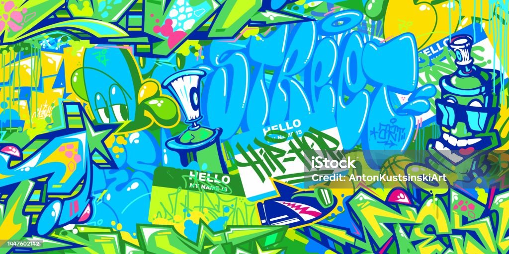 Abstract Urban Graffiti Style Sticker Bombing With Some Street Art  Lettering Vector Illustration Background Stock Illustration - Download  Image Now - iStock