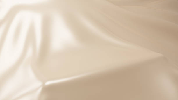 istock Glossy beige cloth. Pedestal. Background image for cosmetics. 1447602302
