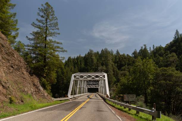 istock White bridge across the Eel River in South Fork with green trees in the background on a sunny day 1447602857