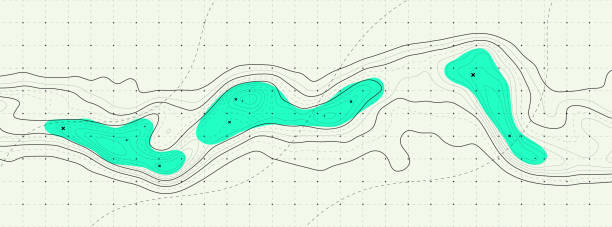 topografischer kartenhintergrund. geographische linienkarte mit höhenzuweisungen. geografisches konturhintergrundraster. vektorillustration. - topographic map compass map chart stock-grafiken, -clipart, -cartoons und -symbole