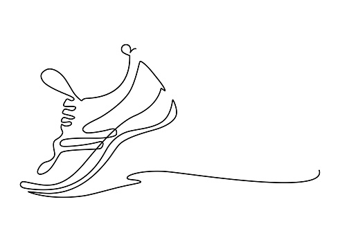 Sport shoes. Sneakers. Continuous line drawing. Vector  illustration for graphic design.