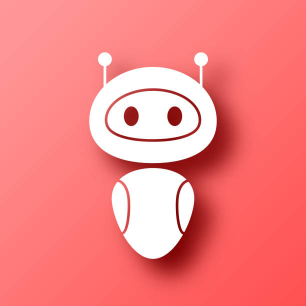stockillustraties, clipart, cartoons en iconen met bot - robot. icon on red background with shadow - chatgpt nederlands