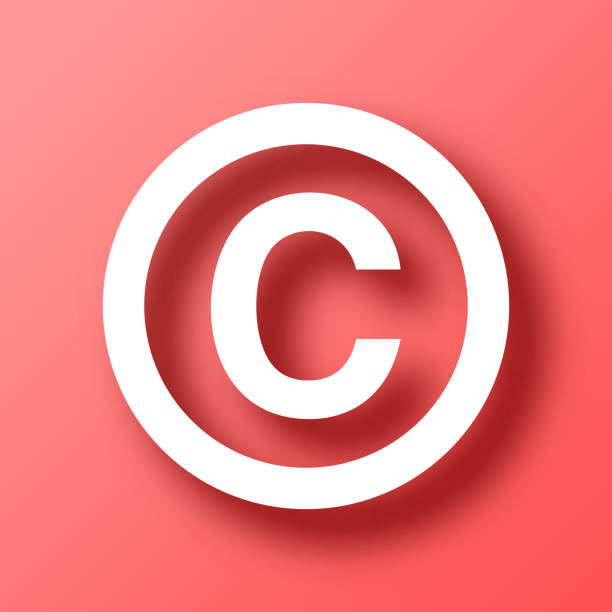 Copyright. Icon on Red background with shadow White icon of "Copyright" isolated on a trendy color, a bright red background and with a dropshadow. Vector Illustration (EPS file, well layered and grouped). Easy to edit, manipulate, resize or colorize. Vector and Jpeg file of different sizes. copyright symbol 3d stock illustrations