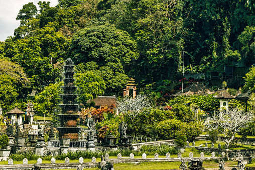 Vintage temple in Penglipuran Village of Ubud Bali - travel and tourism destination.