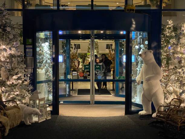 Nijmegen,  Netherlands- December 04, 2022. Christmas decoration behind the shop window in Nijmegen city.