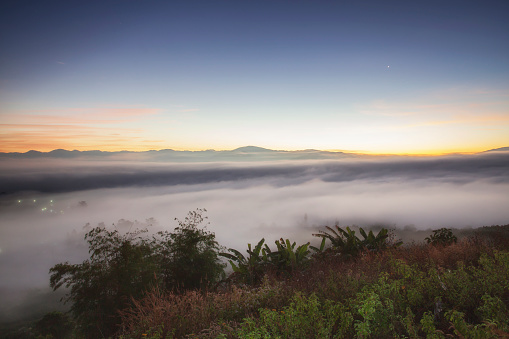 Watch the beautiful morning sunrise of the mountain landscape at Pai, Mae Hong Son, Thailand
