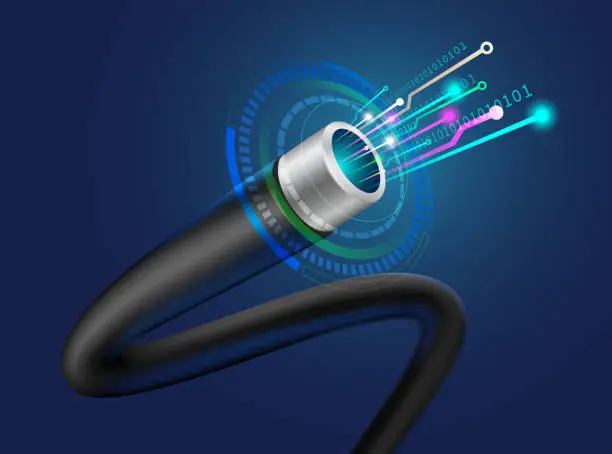 Vector illustration of Digital fiber optic cable Innovative