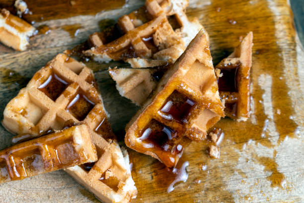 istock square sweet soft waffles in bee honey 1447632166