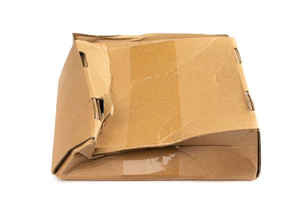 istock Damaged Box Isolated, Craft Paper Delivery Package, Broken Carton Packaging, Crumpled Cardboard Box 1447633332
