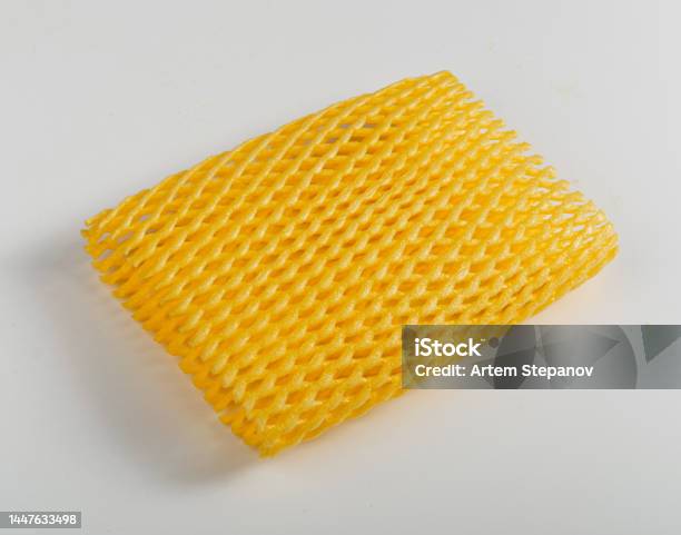 Foam Packaging Net Isolated Expanded Polyethylene Net Epe Foam Mesh Net Packaging For Fruit And Vegetables Stock Photo - Download Image Now