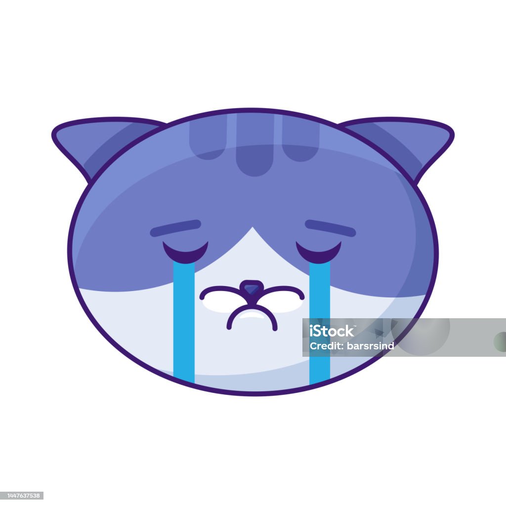 Mèo Khóc Biểu Hiện Dễ Thương Biểu Tượng Cảm Xúc Hài Hước Vector ...