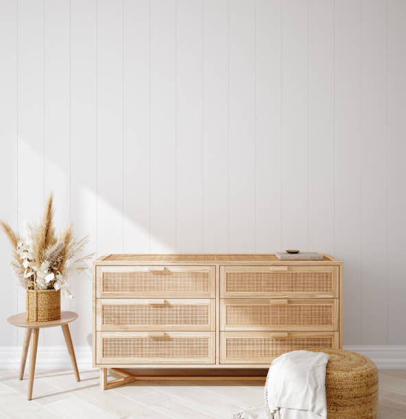 istock Coastal living room interior, wall mockup 1447638818
