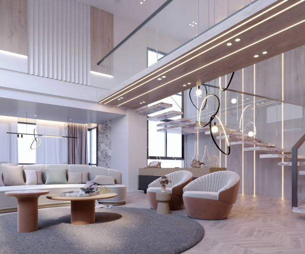 istock 3d rendering,3d illustration, Interior Scene and  Mockup,living room and interior garden,decorated with brown furniture and wood grain. 1447639700