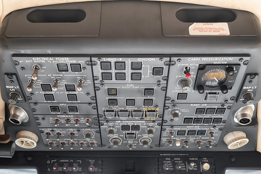 Cockpit flight instruments in an private airplane