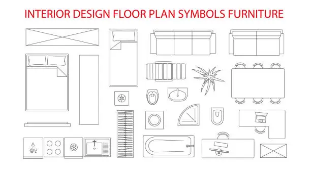 Vector illustration of Icon design elements for floor plan.