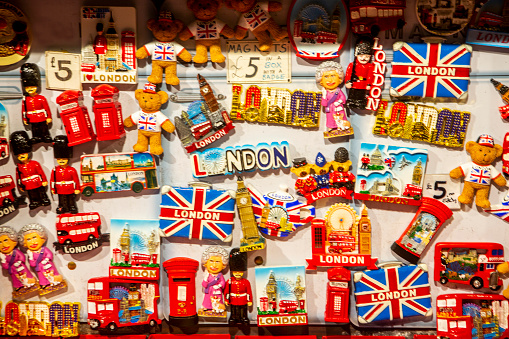 small magnets and gifts for sale at street of london england