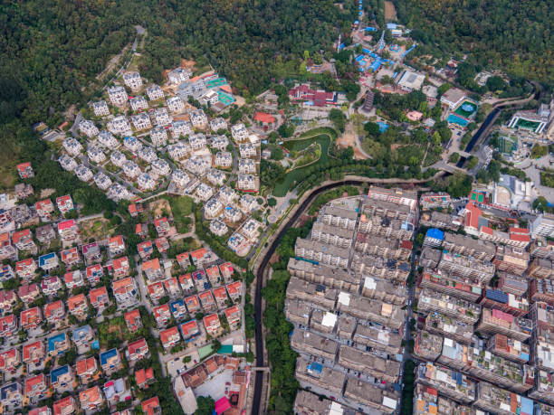 istock Vertical aerial view of villas 1447652822