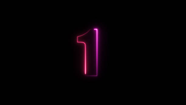 istock Neon number 1 on black background. 1447654189