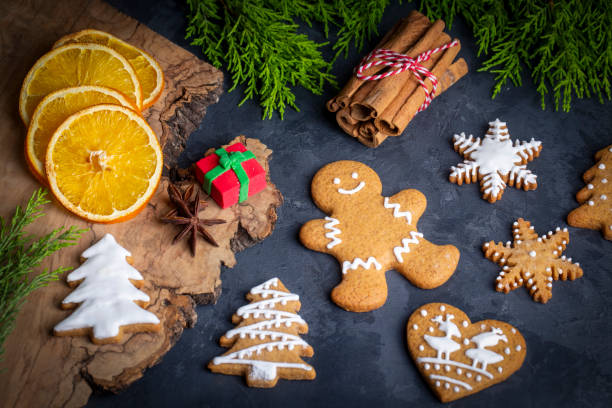 istock Christmas homemade gingerbread cookies, gingerbread man 1447657033