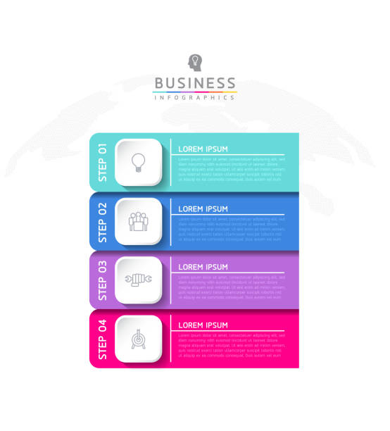 Connecting Steps business Infographic Template Connecting Steps business Infographic Template with 4 Elements option key stock illustrations