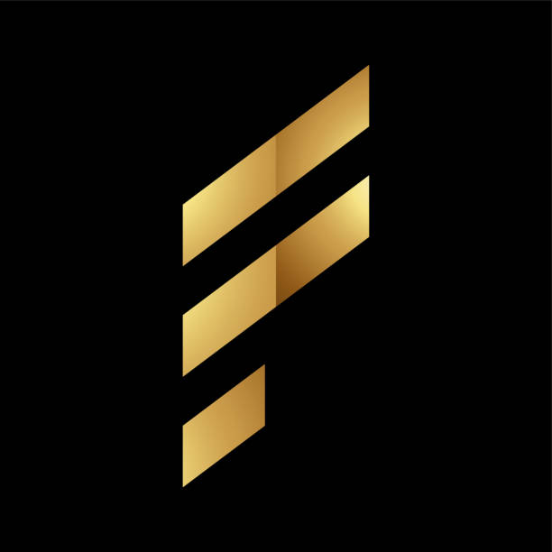 istock Golden Letter F Symbol on a Black Background - Icon 1 1447658160