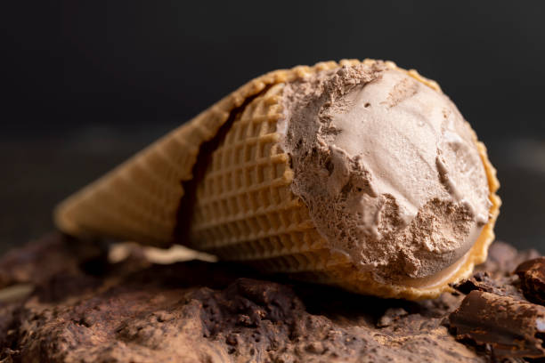 istock Chocolate ice cream in a waffle cup 1447661682