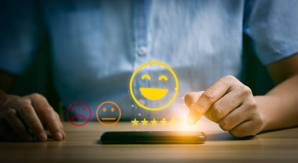 istock Customer review satisfaction feedback survey concept. User give rating to service experience. customer surveys, good and impressive, after sales service. Excellent business rating 1447662367