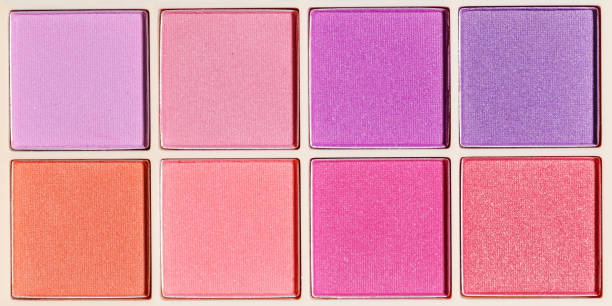 istock Beauty product multi-colored eyeshadows for makeup in square beige package as banner, cosmetic background, trend bright vivid colors textures powder, professional color pallete, top view 1447665883